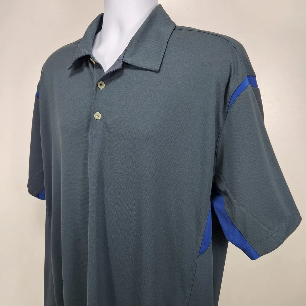 Nike Golf FitDry Men's‎ XL Polo Gray w/ Blue Accents Active Outdoors Links